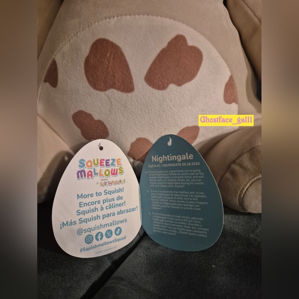 NWOT 14" Squishmallows  Squeezemallows Nightingale The Cow Plush - Picture 3 of 3